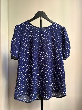Papermoon Navy Blue and White Polka Dot Blouse